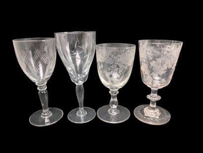 GLASSWARE
Parts of mismatched glass services,...
