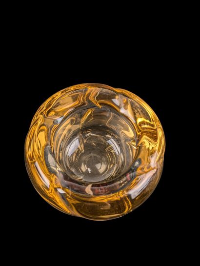 DAUM Nancy France 
Two vases in thick yellow-tinted...