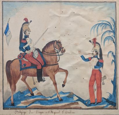 19th century folk art
Four regimental souvenirs
Gouaches...