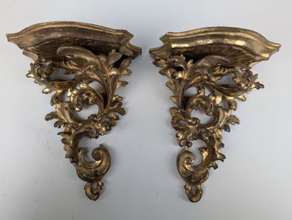 Pair of small Louis XV style sconce CONSOLES
Wood...