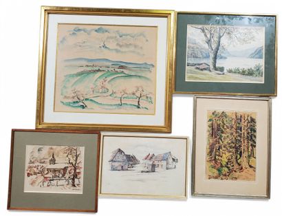 Five AQUARELLES :

- Charles HIMMEL (1894-1974)...