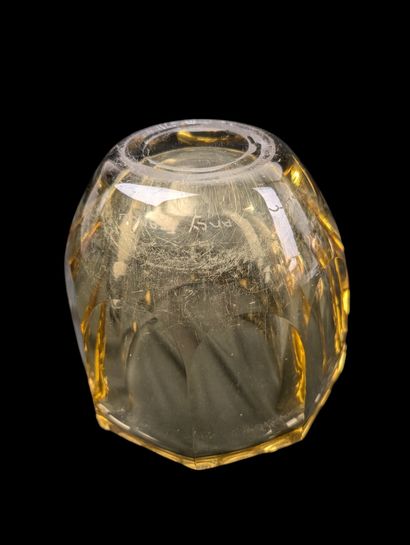 DAUM Nancy France 
Two vases in thick yellow-tinted...