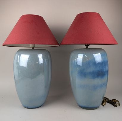 Pair of contemporary table LAMPS
Shaded blue...