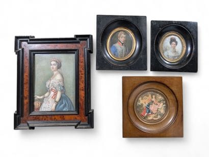ÉCOLE du XIXe siècle, 4 œuvres :
- Deux miniatures...