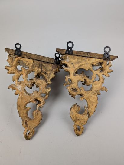 Pair of small Louis XV style sconce CONSOLES
Wood...
