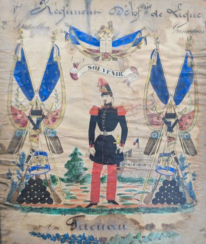 19th century folk art
Four regimental souvenirs
Gouaches...