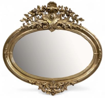 MIROIR ovale
Bois et stuc à patine dorée,...