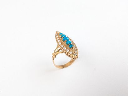 Bague marquise en or rose 750 ‰ sertie de...