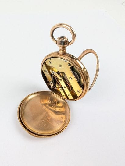 MONTRE à gousset en or jaune 750 ‰, cadran...