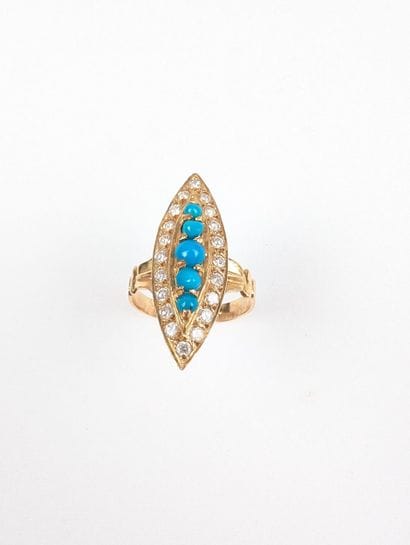 Bague marquise en or rose 750 ‰ sertie de...