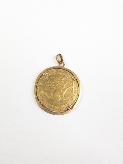 Pendentif en or jaune 750 ‰ ornée d'une pièce...