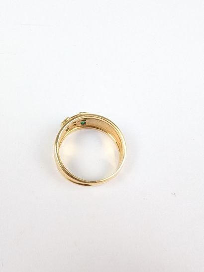 Bague jonc en or jaune 750 ‰ sertie de deux...