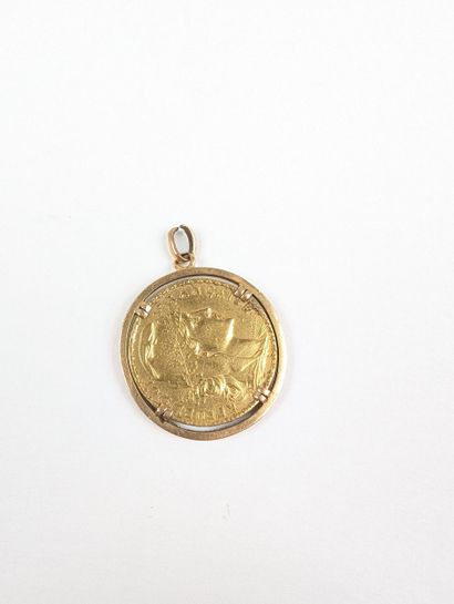 Pendentif en or jaune 750 ‰ ornée d'une pièce...