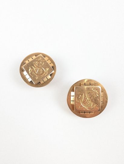 Paire de boutons de manchette circulaires...