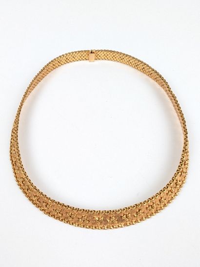 Collier semi-rigide en or rose 750 ‰ maille...