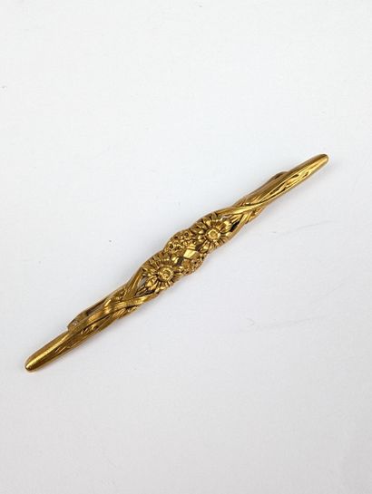Broche barrette Art Nouveau en or jaune 750...