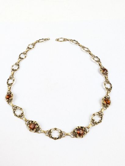 Collier en or jaune 585 ‰ à motifs émaillés...