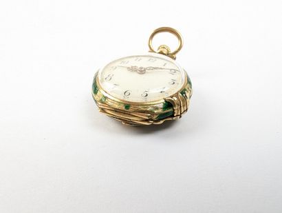 Montre de col en or jaune 750 ‰ boîtier émaillé...