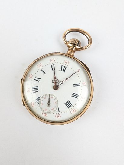 MONTRE à gousset en or jaune 750 ‰, cadran...