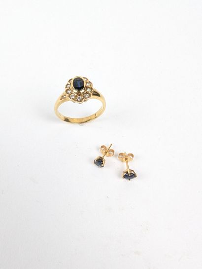 Parure en or jaune 750 ‰ sertie de diamants...