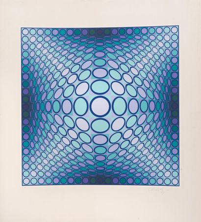 Victor VASARELY (1906-1997)
[Damiers violets...