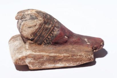 Horus Faucon Akhem Bois stuqué, peint et...