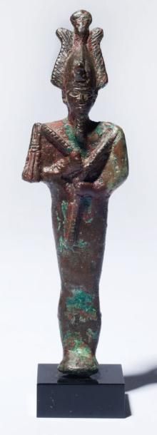 Osiris Bronze à patine rouge et verte, représenté...