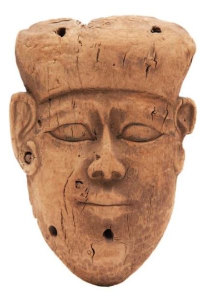 Masque de sarcophage Bois initialement stuqué...