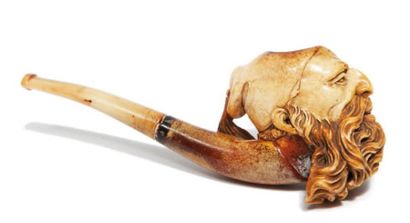 Pipe en bois à tête de Zouave Tuyau en corne....
