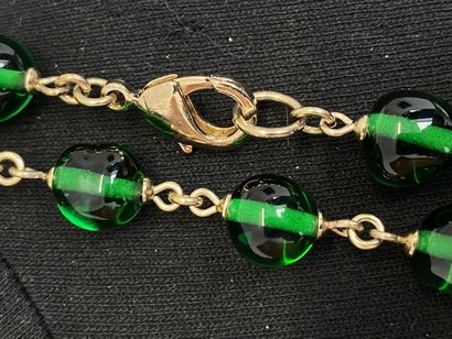 CHANEL Long necklace in silver patinated...