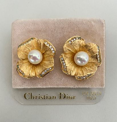 CHRISTIAN DIOR Pair of gold plated pearl...