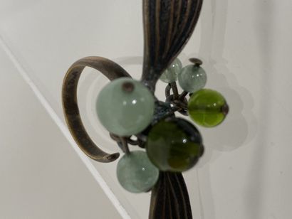DIOR Open ring mistletoe leaves in patinated...
