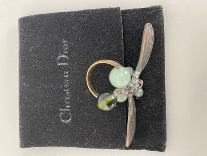 DIOR Open ring mistletoe leaves in patinated...
