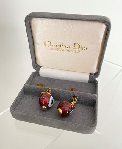 CHRISTIAN DIOR Pair of gilded metal cufflinks...