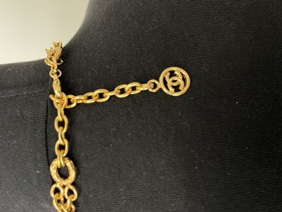 CHANEL Gold-plated metal necklace with 2...