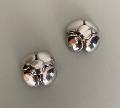 Attributed to CHANEL Pair of silver plated...