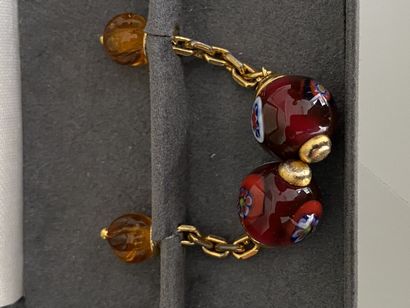 CHRISTIAN DIOR Pair of gilded metal cufflinks...
