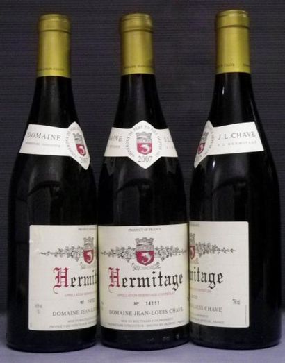 3 Bouteilles HERMITAGE BLANC 2007 - CHAVE...
