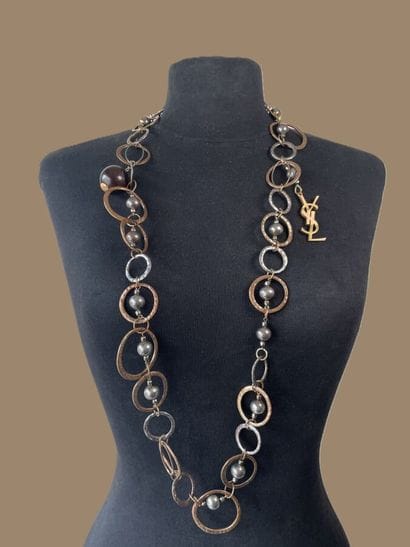 YVES SAINT LAURENT Long necklace with 3-tone...