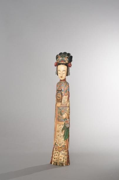 CHINE
Sujet en ivoire polychrome représentant...