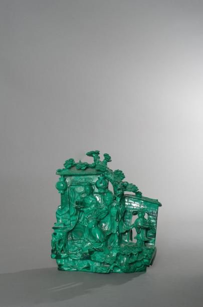 CHINE
Grand sujet en malachite représentant...