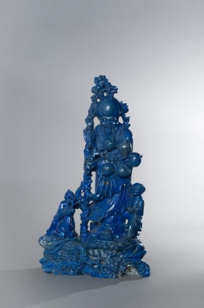 CHINE
Importante sculpture en lapis lazuli...