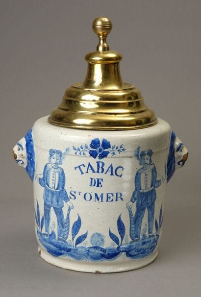 Grand et superbe pot à tabac de négociant,...