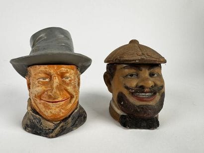 Two tobacco jars.

Polychrome BB terracotta...