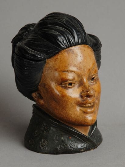 Tobacco jar. Beautiful depiction of an Asian...