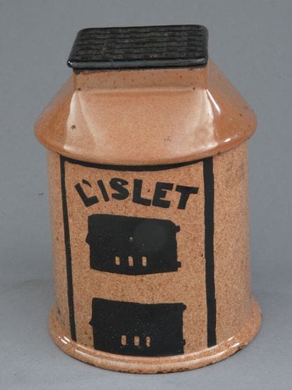 Cylindrical tobacco jar depicting a heating...