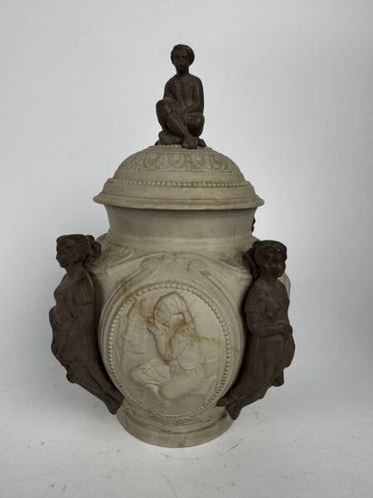 Large, urn-shaped tobacco jar made of fine...