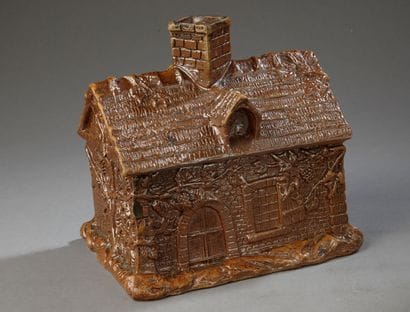 Rectangular pot, uniformly brown, depicting...