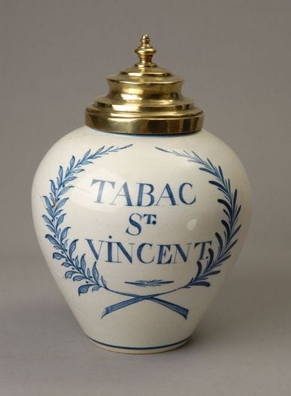Grand pot à tabac de négociant en forme d'urne...