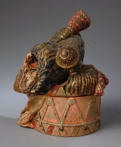 Tobacco jar depicting a Belgian military...